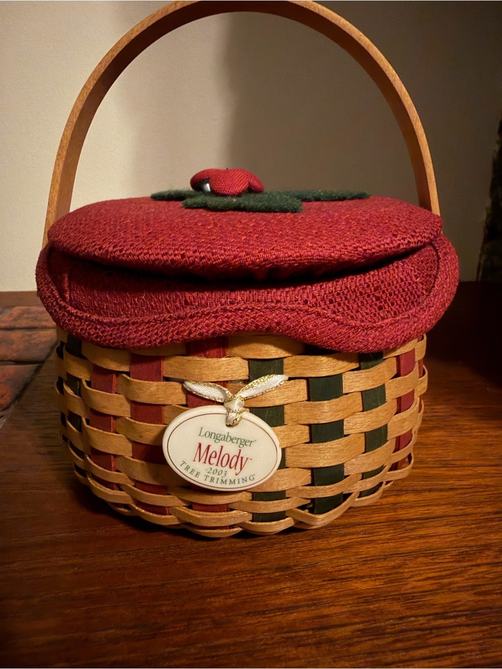 Longaberger Red Melody Basket with Green Accent